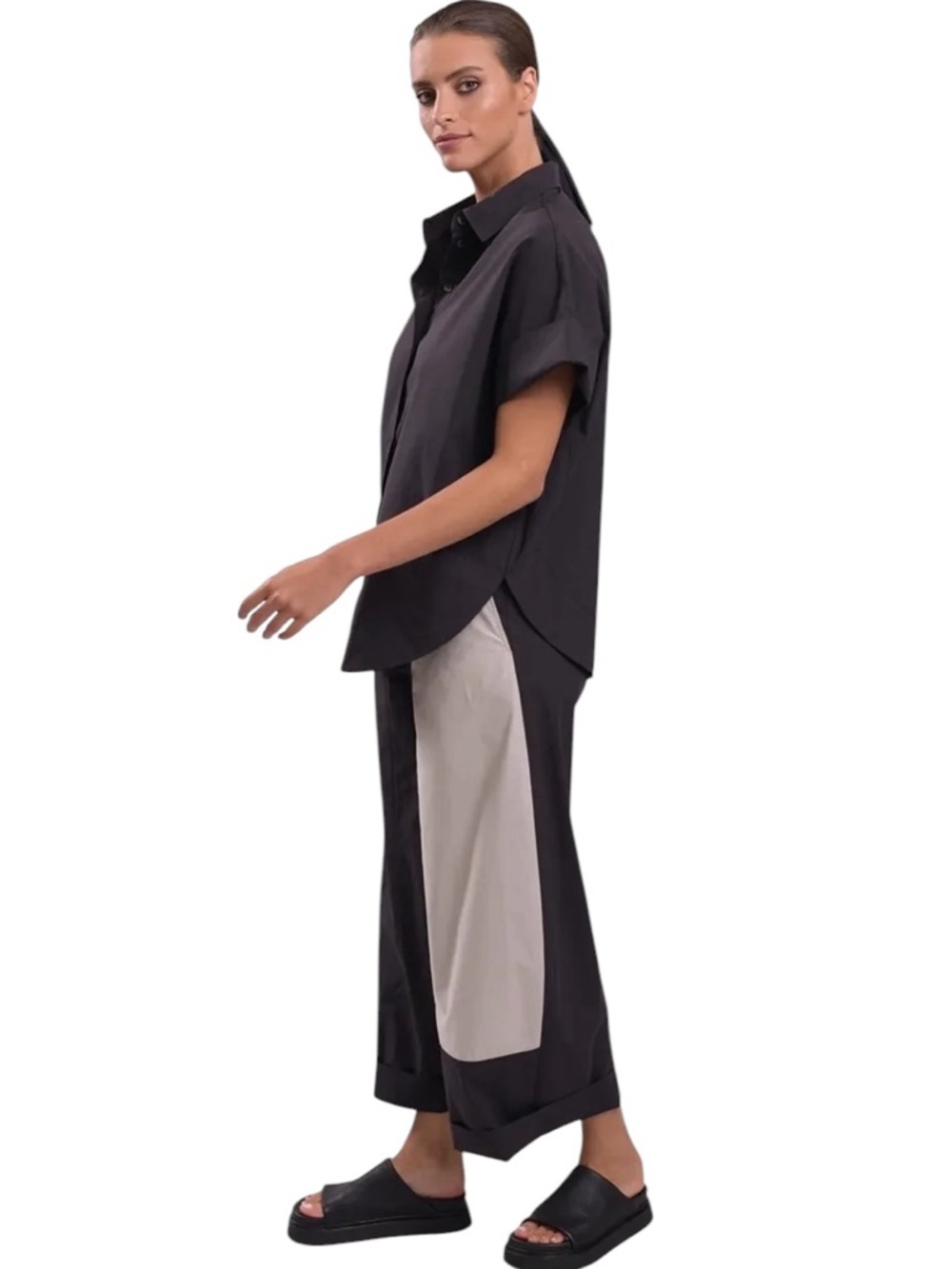 Alembika Urban Zen Colorblock Crop Pants Black Stone NWT Size 3 | US 10-12 FLAW - Picture 2 of 12